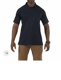 a man wearing a navy polo shirt
